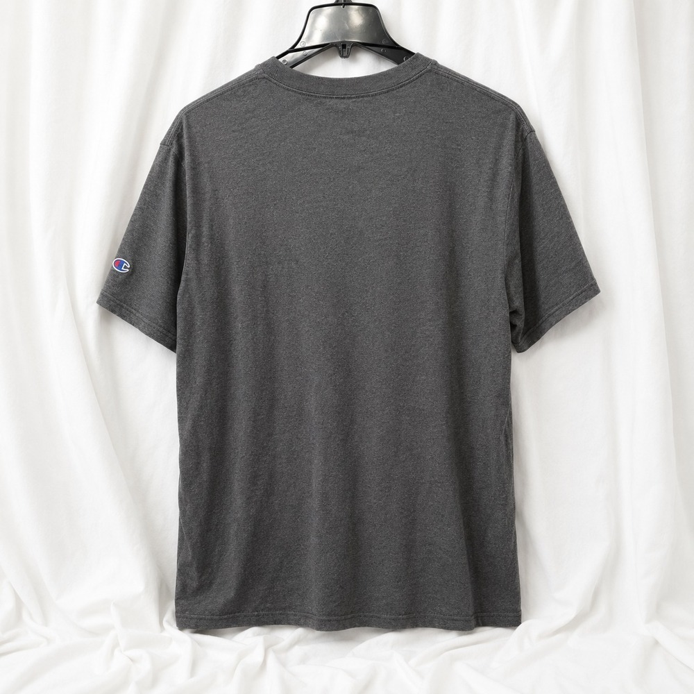 Champion Logo T Shirt Mens XL Gray Blue Red Big Script Graphic Tee Cotton - Picture 3 of 6